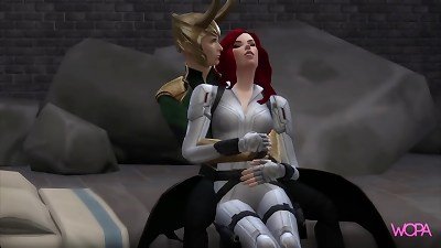 [TRAILER] dark-hued Widow having romp with Loki - Parody toon